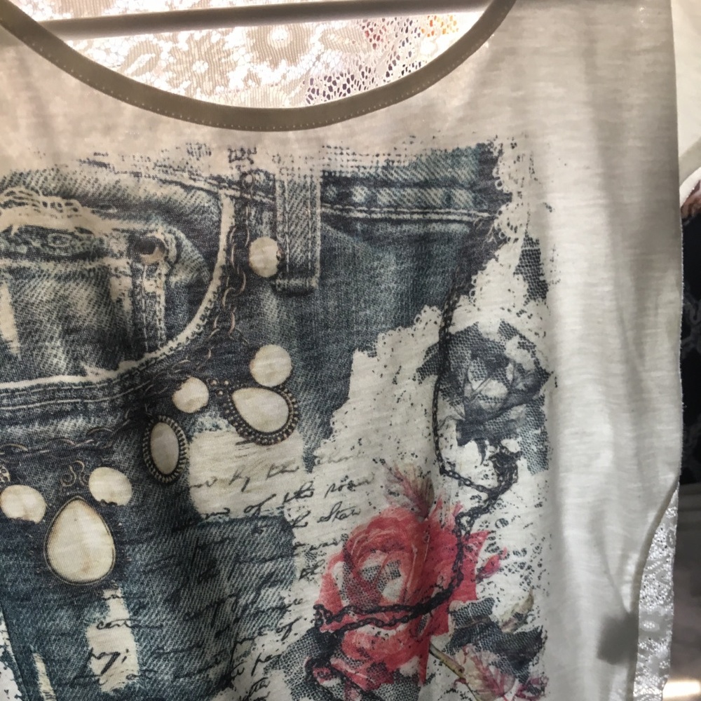 Cute white tee with lace